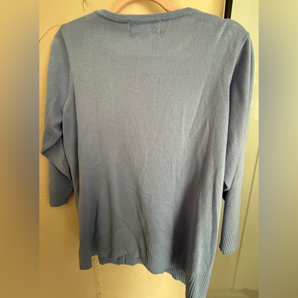Susan Graver Style Brand Blue Cardigan with Embellishments.  Size Medium. NWOT. - Picture 2 of 4